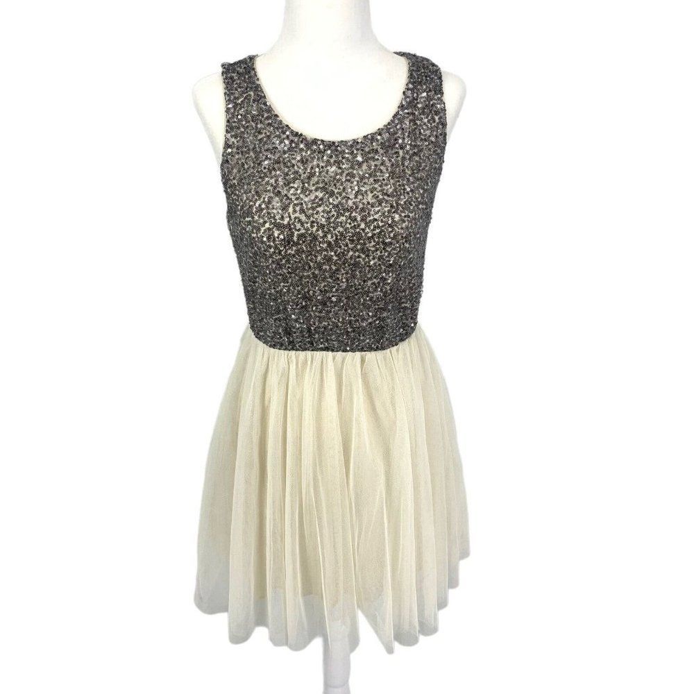 H&M Divided Sequins Tulle Fit Flare Skater Dress Party Wedding Cocktail Size 4 - Picture 3 of 12